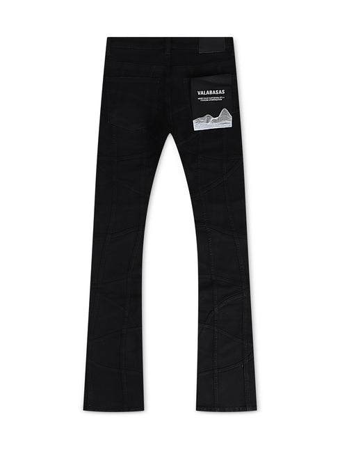 Valabasas Streak Flared Stacked Jean - Black