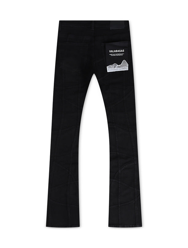 Valabasas Streak Flared Stacked Jean - Black