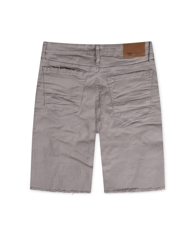 Jordan Craig Ripped And Repair Shorts - Light Grey - Denim Exchange USA