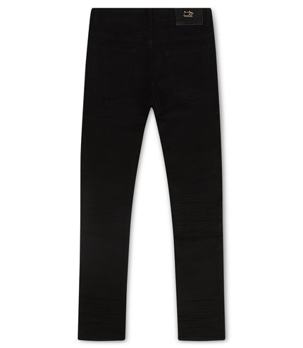 Damati Wrinkled Distressed Slim Fit Jeans - Black