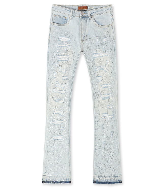 Waimea Rhinestone Stacked Fit Jeans - Light Blue Wash