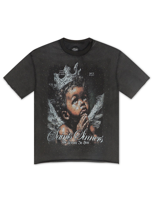 YRBZ Saints & Sinners Cropped Tee - Black