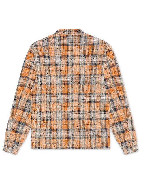 Rebel Denim Rhinestone Flannel - Orange