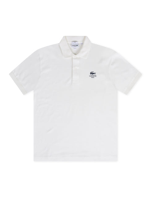 Lacoste Signature Print Polo Shirt - White