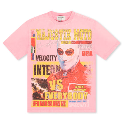 Majestik Garment Dyed Print Tee - Pink