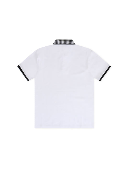 Boss Kids Houndstooth Polo - White