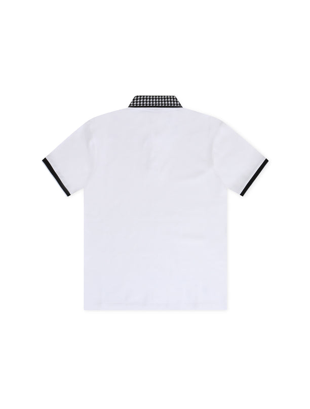 Boss Kids Houndstooth Polo - White