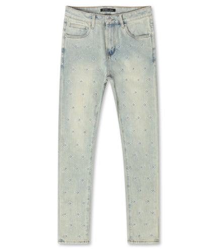 Embellish Cygnus Rhinestone Jeans - Light Wash