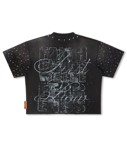 First Row Faith Begins Cropped Tee - Black