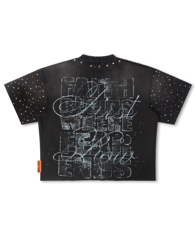 First Row Faith Begins Cropped Tee - Black