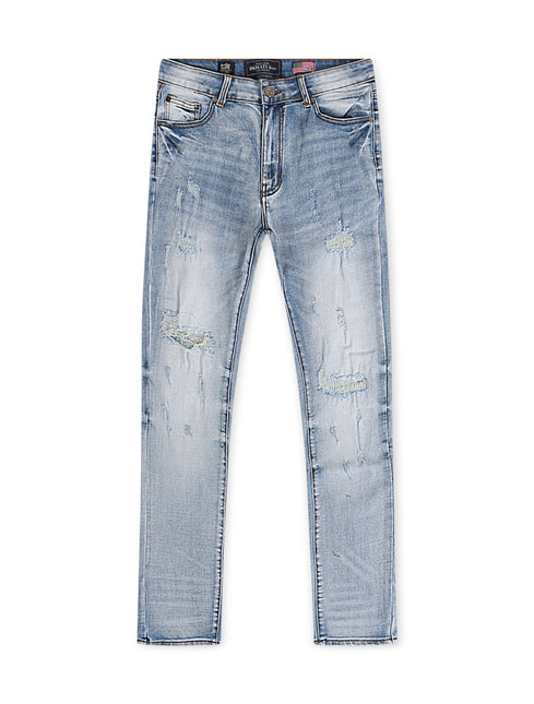 Damati Ripped Slim Fit Jeans - Blue White