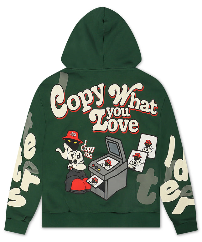 Red Letters Copy Me Scattered Hoodie - Green