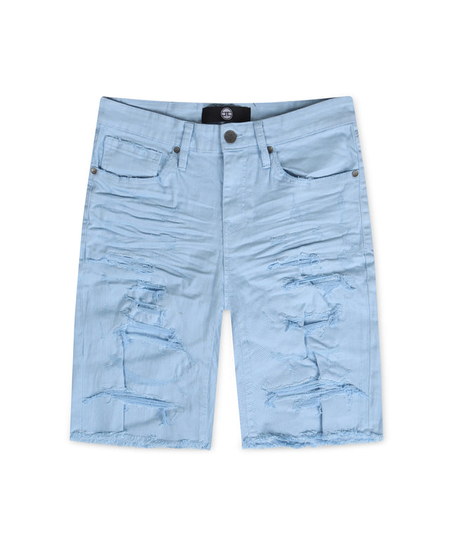 Jordan Craig Ripped And Repair Shorts - Sky Blue - Denim Exchange USA