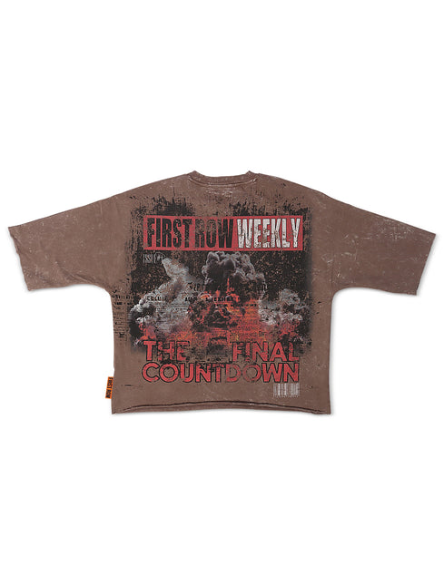 First Row Countdown Cropped Tee - Caffe