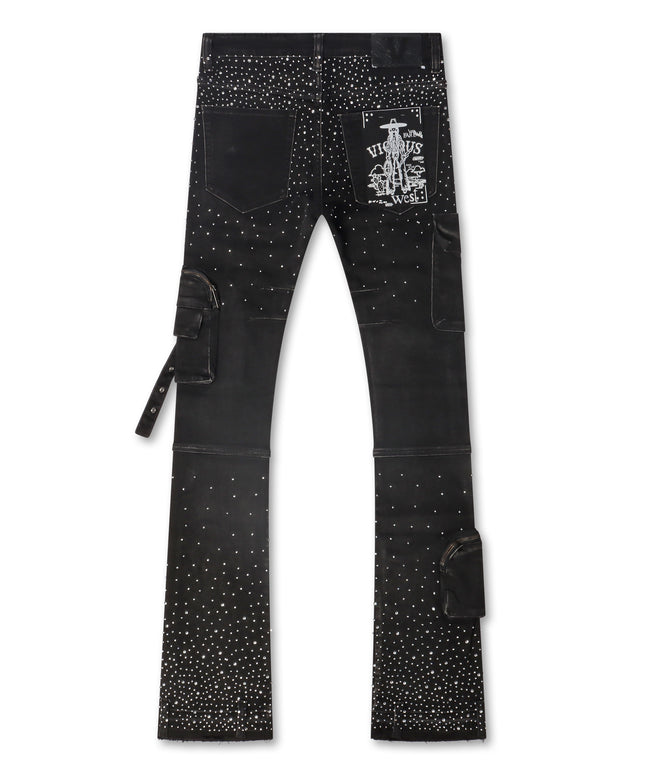 Vicious Denim All Over Rhinestone Jeans - Black