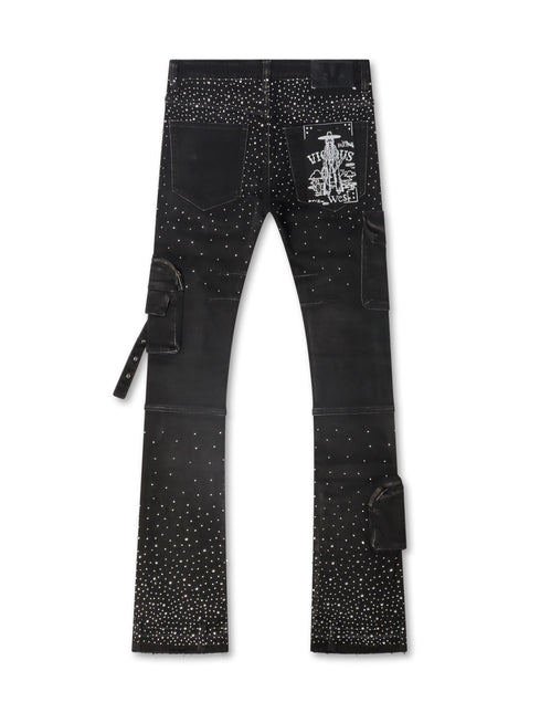 Vicious Denim All Over Rhinestone Jeans - Black