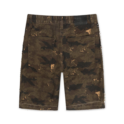 N.M.E NYC Enemy Army '97 Denim Shorts - Camo Wash