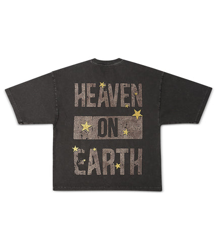 Cult Of Individuality Cherubs Oversized Cropped Tee - Vintage Charcoal