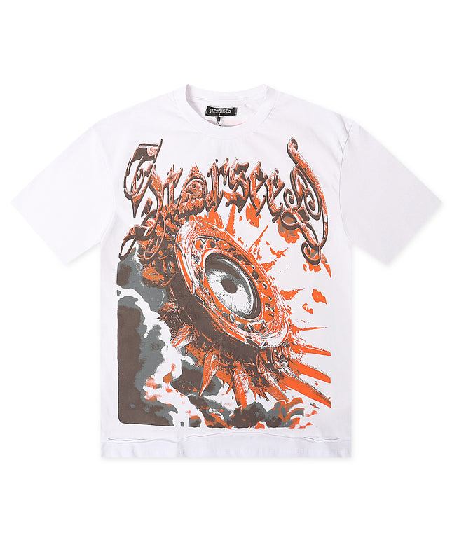 Starseed AI Angel Oversized Tee - White/Orange