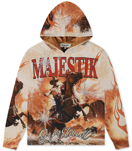 Majestik Mens Ride With Soul Tapestry Hoodie - Eggshell