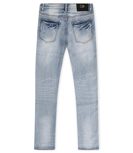 Damati Ripped Slim Fit Jeans - Blue White