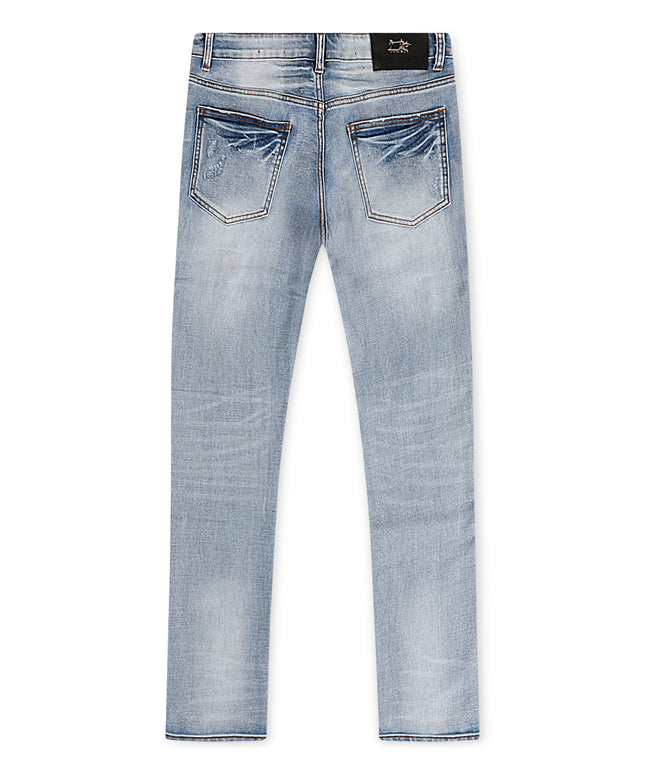 Damati Ripped Slim Fit Jeans - Blue White