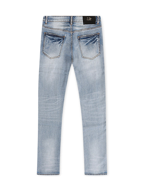 Damati Ripped Slim Fit Jeans - Blue White