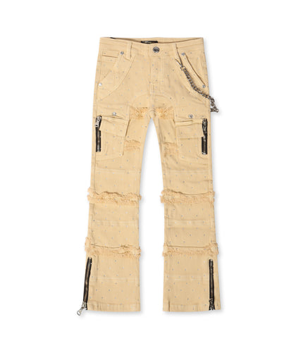 Elite Denim Kids Rhinestone Chain Jeans - Cream