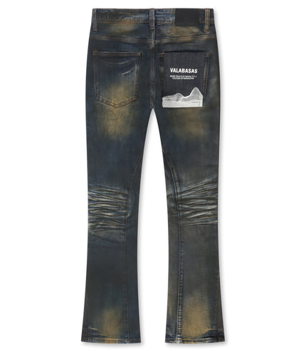 Valabasas Fax Stacked Denim Jeans - Vintage Blue Wash