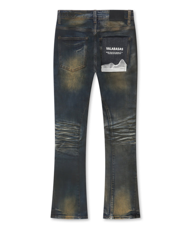 Valabasas Fax Stacked Denim Jeans - Vintage Blue Wash
