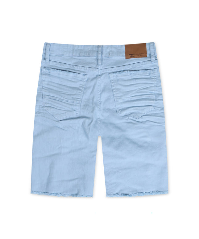 Jordan Craig Ripped And Repair Shorts - Sky Blue - Denim Exchange USA