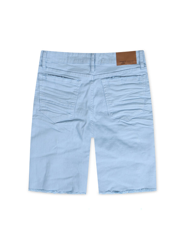 Jordan Craig Ripped And Repair Shorts - Sky Blue - Denim Exchange USA