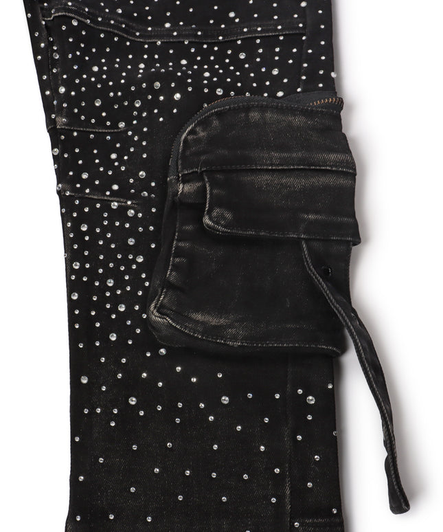 Vicious Denim All Over Rhinestone Jeans - Black