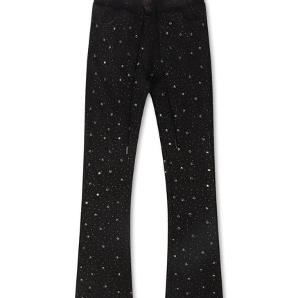 Rebel Denim Diamond Stacked Sweatpants - Ash Black - denim exchange