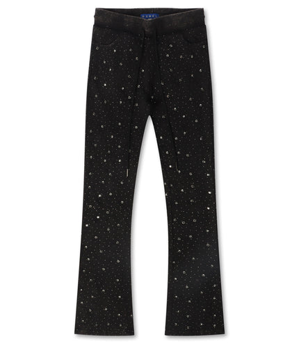 Rebel Denim Diamond Stacked Sweatpants - Ash Black