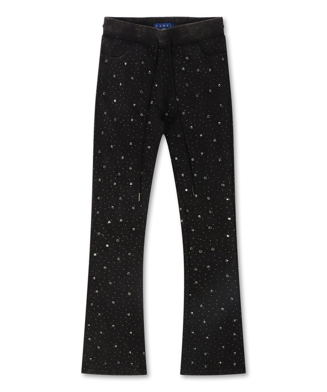 Rebel Denim Diamond Stacked Sweatpants - Ash Black