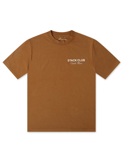 Stack Club Cash Flow Heavyweight Tee - Brown/Cream - denim exchange