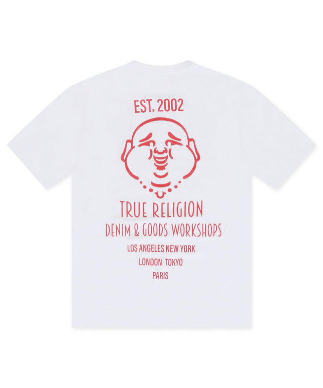 True Religion Raised Paint Tee - Optic White