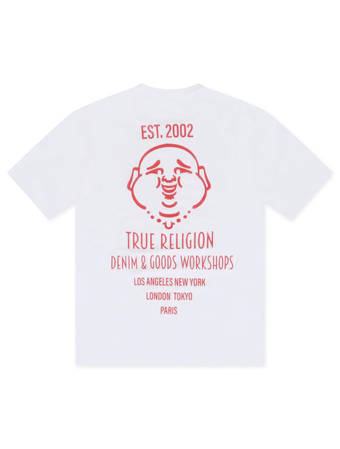 TRUE RELIGION RAISED PAINT TEE - OPTIC WHITE TRUE RELIGION