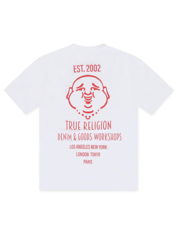 TRUE RELIGION RAISED PAINT TEE - OPTIC WHITE TRUE RELIGION