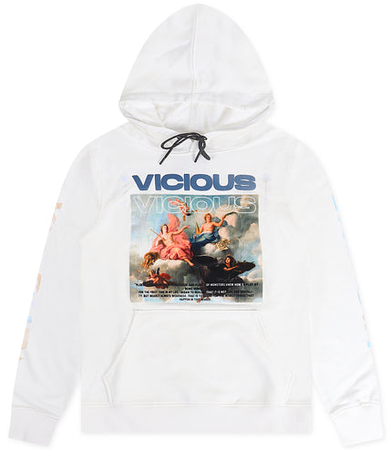 Vicious Denim Vicious Angels Pull Over Hoodie - White