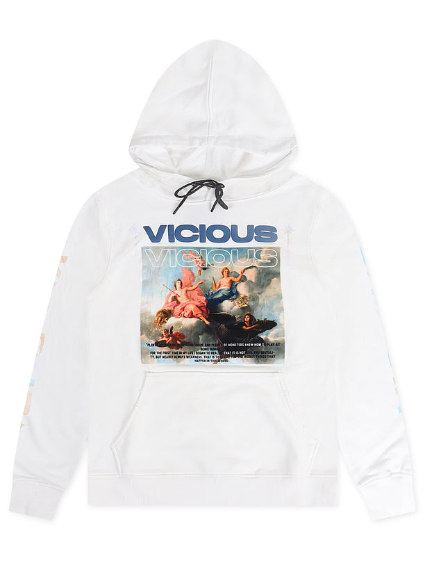 Vicious Denim Vicious Angels Pull Over Hoodie - White