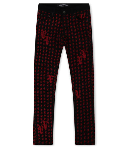 VALABASAS ASTERISK SKINNY JEAN - BLACK/RED VALABASAS