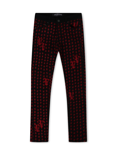 VALABASAS ASTERISK SKINNY JEAN - BLACK/RED VALABASAS