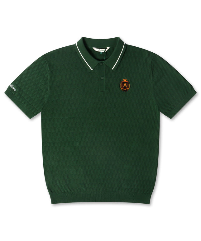 Malbon Crest Knit Polo - Myrtle