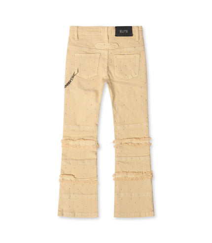 Elite Denim Kids Rhinestone Chain Jeans - Cream
