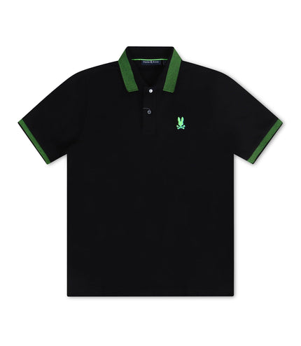 PSYCHO BUNNY MONTEBELLO PIQUE POLO - BLACK PSYCHO BUNNY