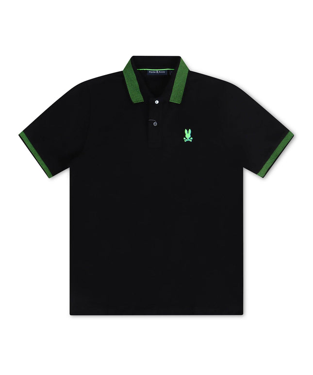PSYCHO BUNNY MONTEBELLO PIQUE POLO - BLACK PSYCHO BUNNY