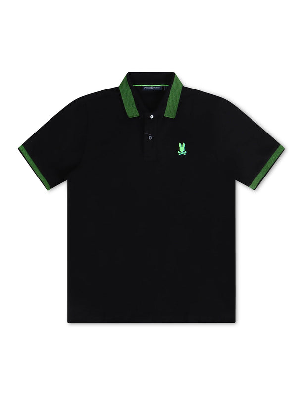 PSYCHO BUNNY MONTEBELLO PIQUE POLO - BLACK PSYCHO BUNNY