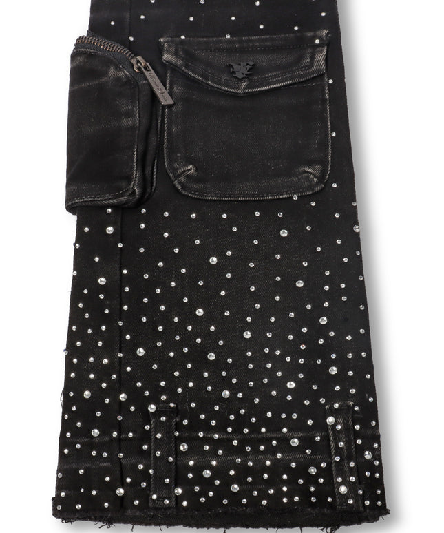 Vicious Denim All Over Rhinestone Jeans - Black